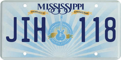 MS license plate JIH118