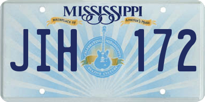 MS license plate JIH172