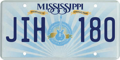 MS license plate JIH180