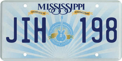 MS license plate JIH198