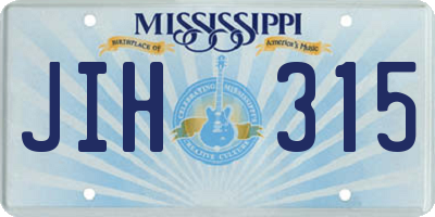 MS license plate JIH315
