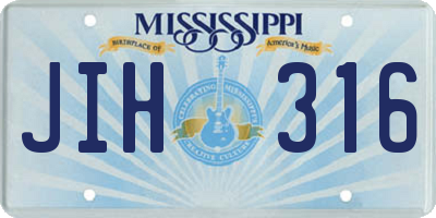 MS license plate JIH316