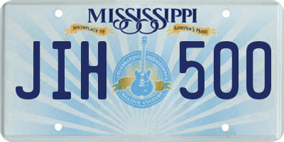 MS license plate JIH500