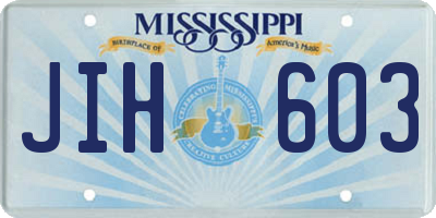 MS license plate JIH603