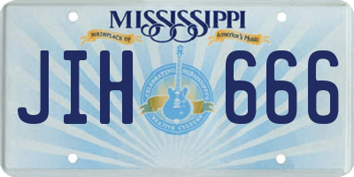 MS license plate JIH666