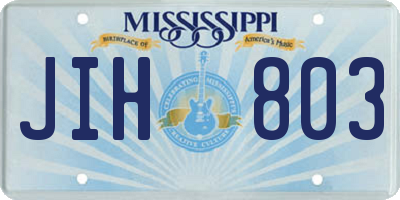 MS license plate JIH803