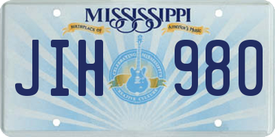 MS license plate JIH980