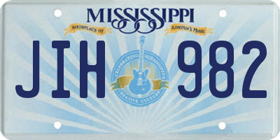 MS license plate JIH982