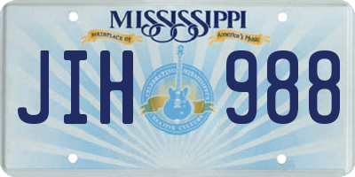 MS license plate JIH988