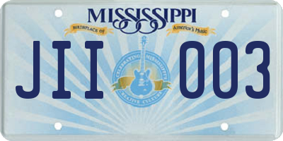 MS license plate JII003