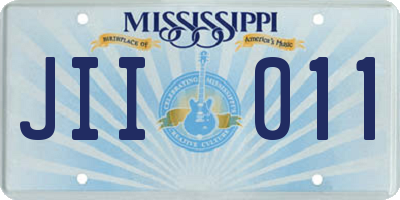 MS license plate JII011