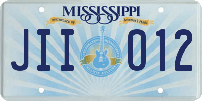 MS license plate JII012