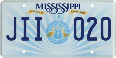 MS license plate JII020