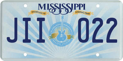 MS license plate JII022
