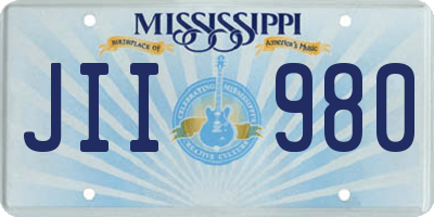 MS license plate JII980