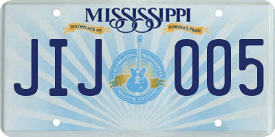 MS license plate JIJ005