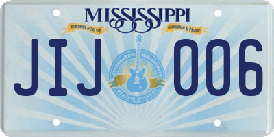 MS license plate JIJ006