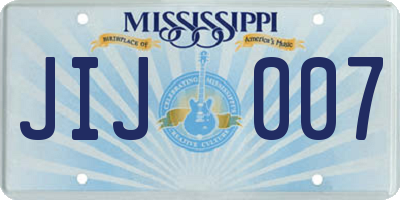 MS license plate JIJ007