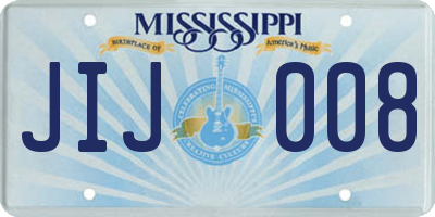 MS license plate JIJ008