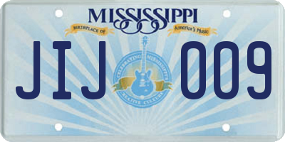 MS license plate JIJ009