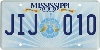 MS license plate JIJ010