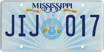 MS license plate JIJ017