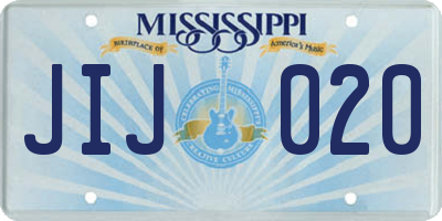 MS license plate JIJ020