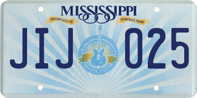 MS license plate JIJ025