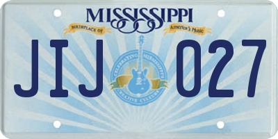 MS license plate JIJ027