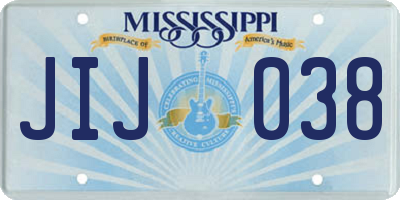 MS license plate JIJ038