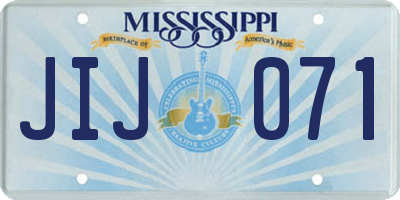 MS license plate JIJ071