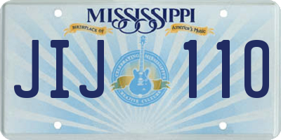 MS license plate JIJ110