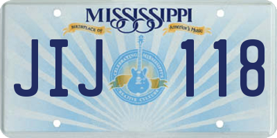 MS license plate JIJ118