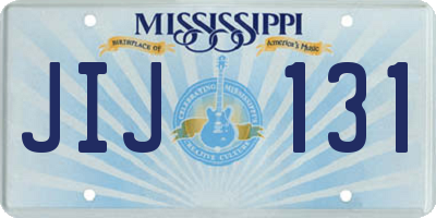 MS license plate JIJ131