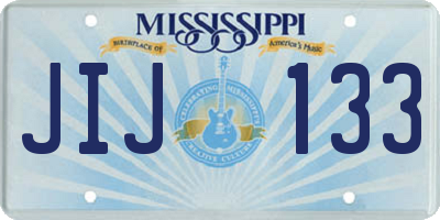 MS license plate JIJ133
