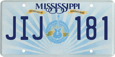 MS license plate JIJ181