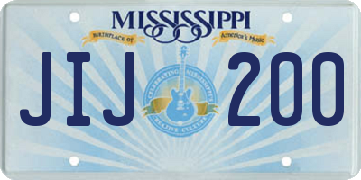 MS license plate JIJ200