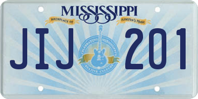 MS license plate JIJ201