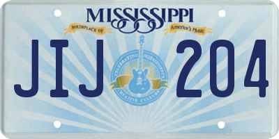 MS license plate JIJ204