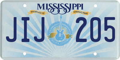 MS license plate JIJ205