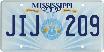 MS license plate JIJ209