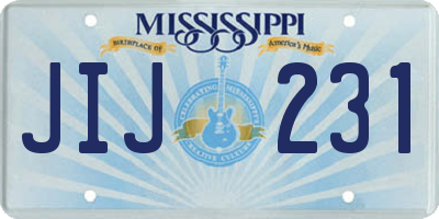 MS license plate JIJ231