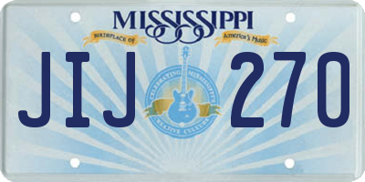 MS license plate JIJ270
