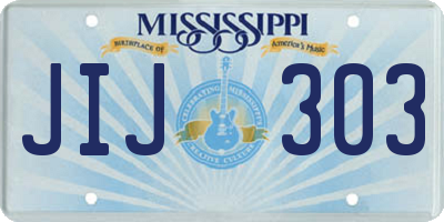 MS license plate JIJ303