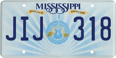 MS license plate JIJ318