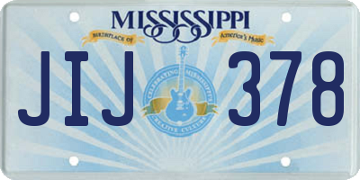 MS license plate JIJ378