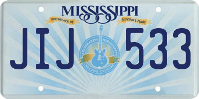 MS license plate JIJ533