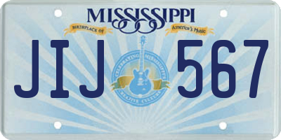 MS license plate JIJ567