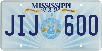 MS license plate JIJ600