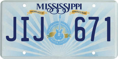 MS license plate JIJ671
